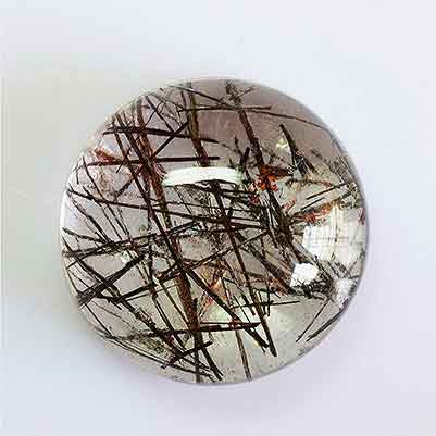 Natural 10x10x5.3mm Cabochon Round Rutilated Quartz