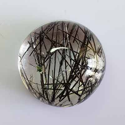 Natural 10x10x5.7mm Cabochon Round Rutilated Quartz