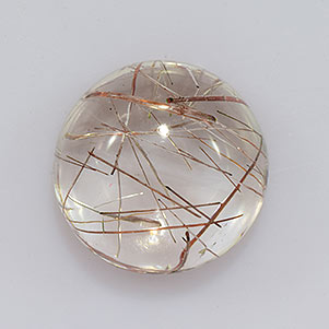 Natural 10x10x5.7mm Cabochon Round Rutilated Quartz