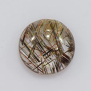 Natural 10x10x4.5mm Cabochon Round Rutilated Quartz