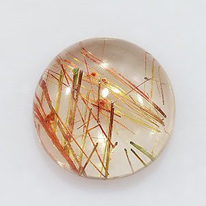 Natural 10x10x4.7mm Cabochon Round Rutilated Quartz