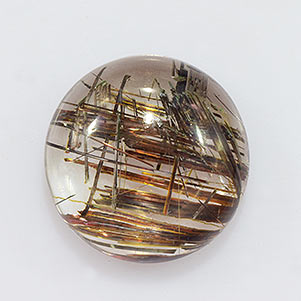 Natural 12x12x5.6mm Cabochon Round Rutilated Quartz