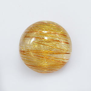 Natural 14x14x6.5mm Cabochon Round Rutilated Quartz