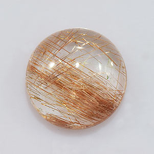 Natural 14x14x6.3mm Cabochon Round Rutilated Quartz