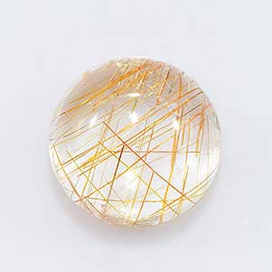 Natural 14x14x8mm Cabochon Round Rutilated Quartz