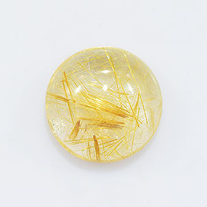 Natural 14x14x7.10mm Cabochon Round Rutilated Quartz