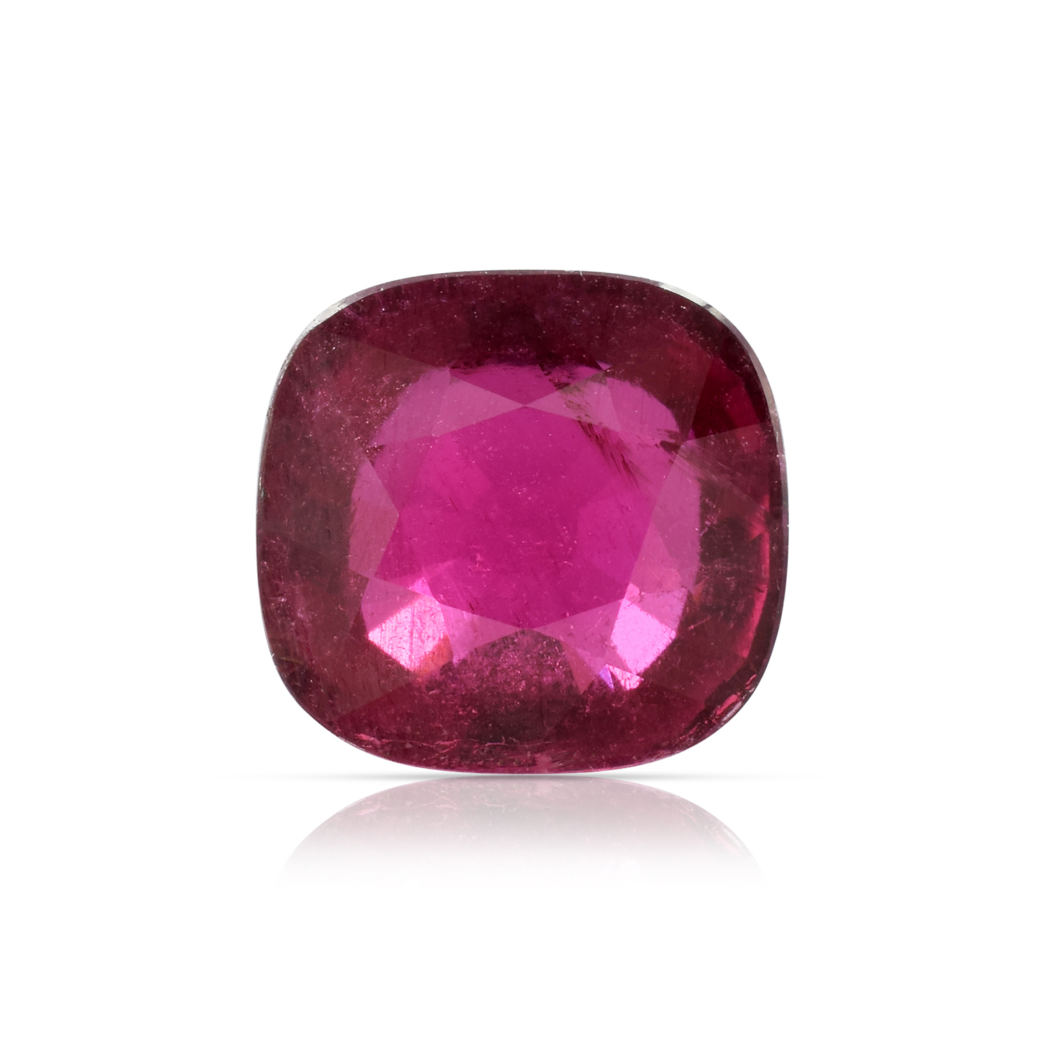 Natural 10.20x11.80x7.30mm Faceted Cushion Rubellite Tourmaline