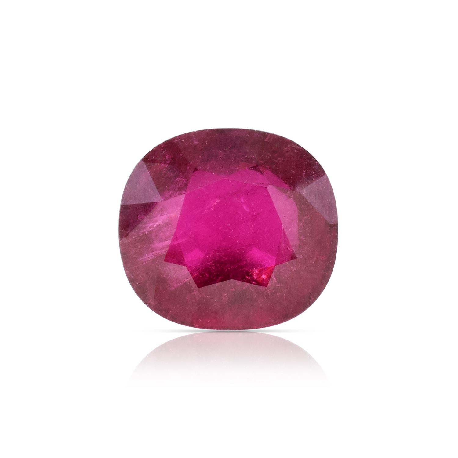 Natural 10.70x11.70x7.40mm Faceted Cushion Rubellite Tourmaline