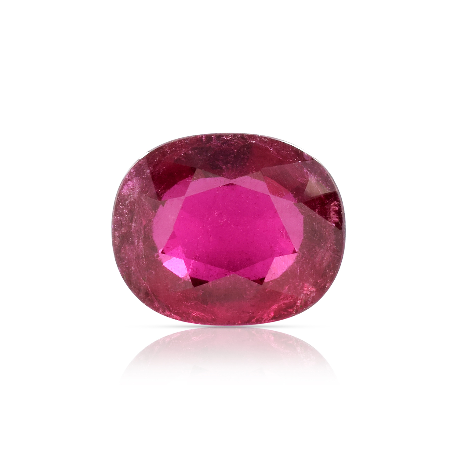 Natural 9x11x6.50mm Faceted Cushion Rubellite Tourmaline