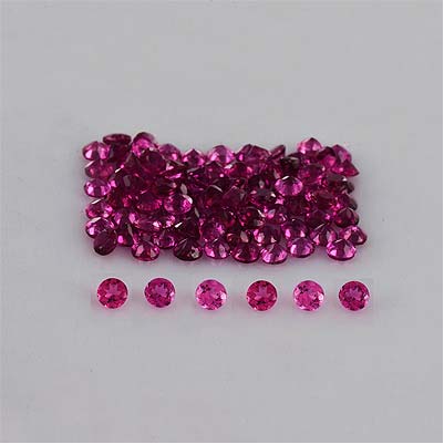 Natural 2x2x1.4mm Faceted Round Rubellite Tourmaline