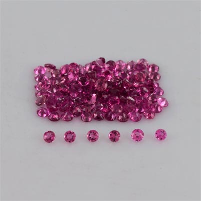 Natural 2x2x1.4mm Faceted Round Rubellite Tourmaline