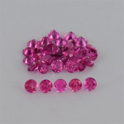 Natural 3x3x2mm Faceted Round Rubellite Tourmaline