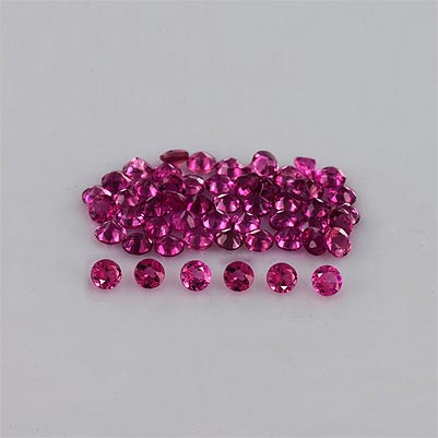 Natural 2.25x2.25x1.5mm Faceted Round Rubellite Tourmaline