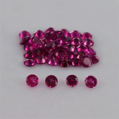 Natural 2.5x2.5x1.5mm Faceted Round Rubellite Tourmaline