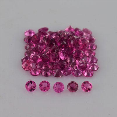 Natural 2.25x2.25x1.4mm Faceted Round Rubellite Tourmaline