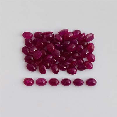 Natural 4x3x2mm Cabochon Oval Ruby