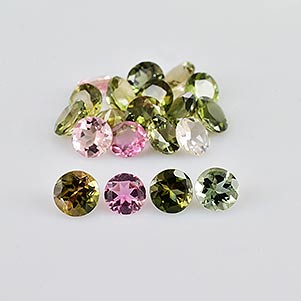 Natural 4x4x2.5mm Faceted Round Tourmaline