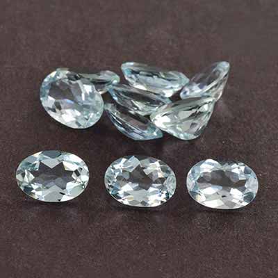 7.37ctw 7x5x3.10mm Oval Blue Aquamarine Excellent Eye Clean AAA+
