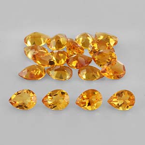 21.63ctw 8x6x4mm Pear Yellow Citrine Excellent Eye Clean AAA+