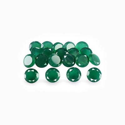 34.02ctw 8x8x5.10mm Round Green Onyx Translucent Visibly