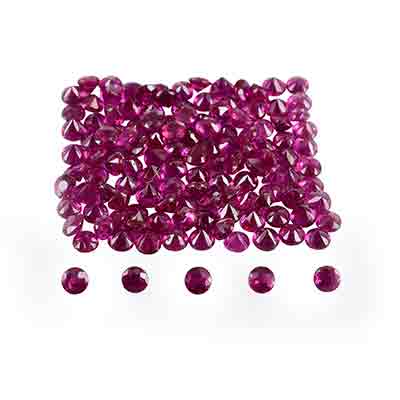 Ruby 10 of Around 2 MM Round Faceted Red Purple Eye Clean Slight Natural Flaws 