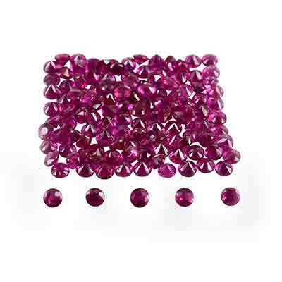Ruby 10 of Around 2 MM Round Faceted Red Purple Eye Clean Slight Natural Flaws Ruby 10 of Around 2 MM Round Faceted Red Purple Eye Clean Slight Natural Flaws